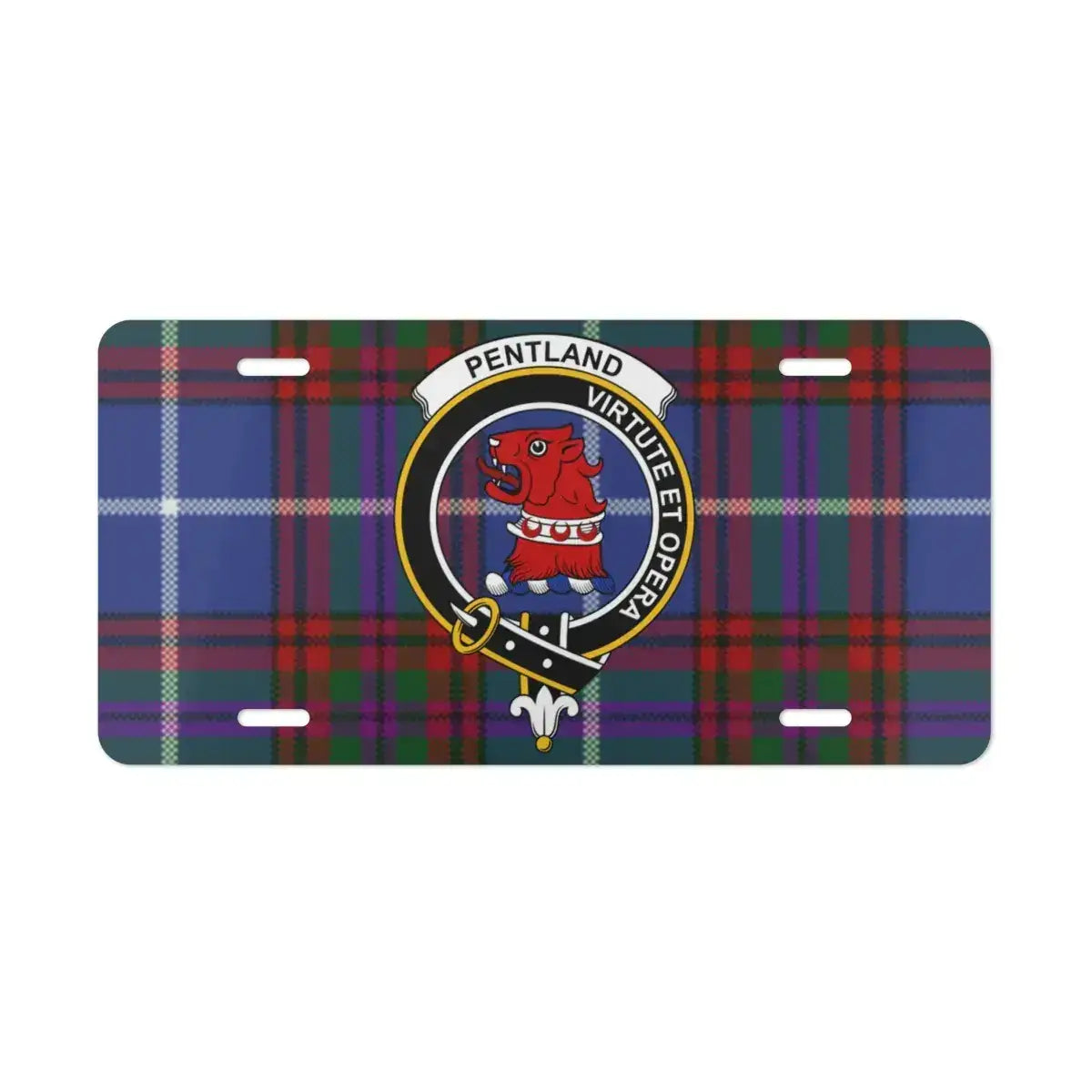 Pentland Virtute Et Opera Plaid Design License Plate Product