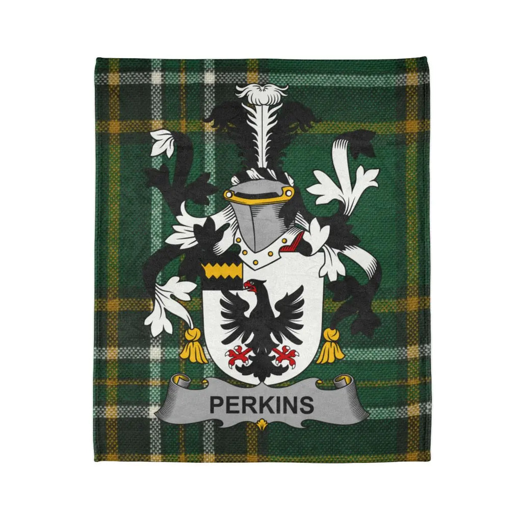Perkins Family Crest Plaid Pattern Throw Blanket