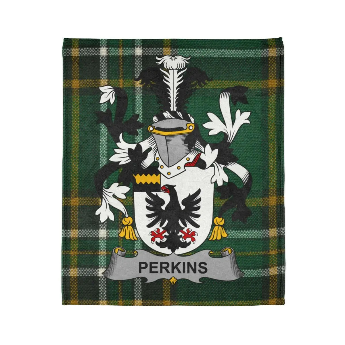 Perkins Family Crest Plaid Pattern Throw Blanket
