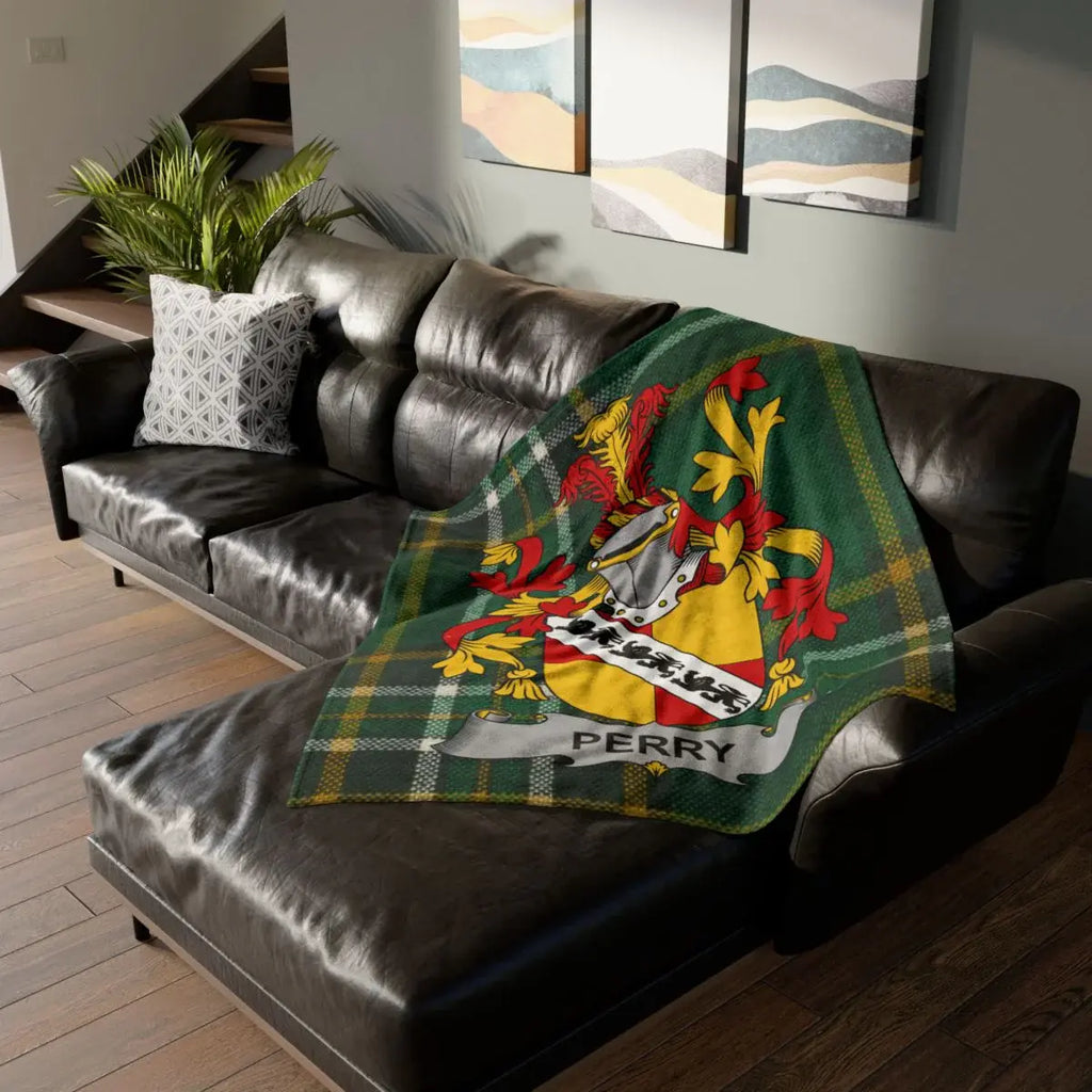 Personalized Perry Family Crest Sofa Blanket