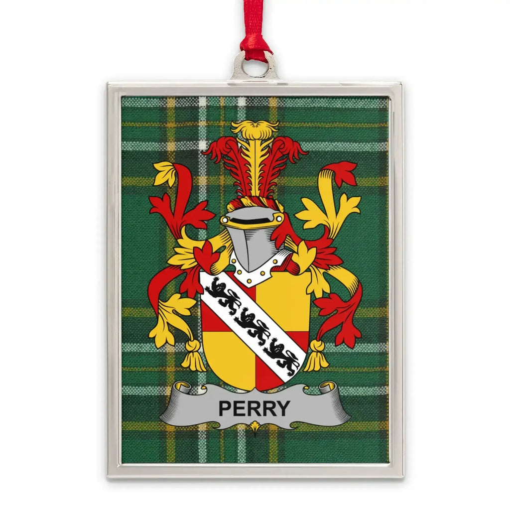 Personalized Perry Family Crest Plaid Ornament product type