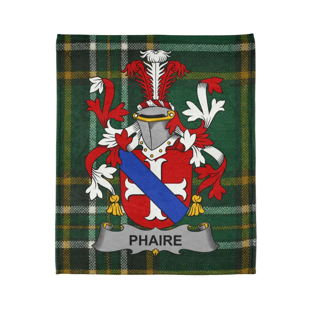 Phaire Family Crest Tartan Blanket with Shield Design