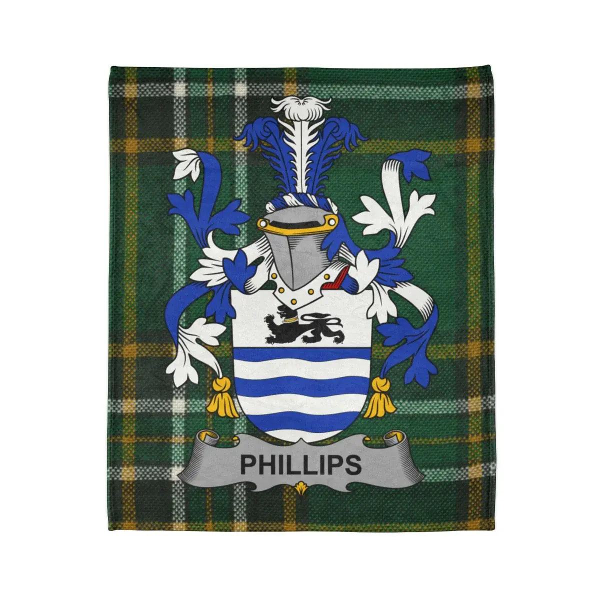 Phillips Heraldic Family Crest Tartan Blanket