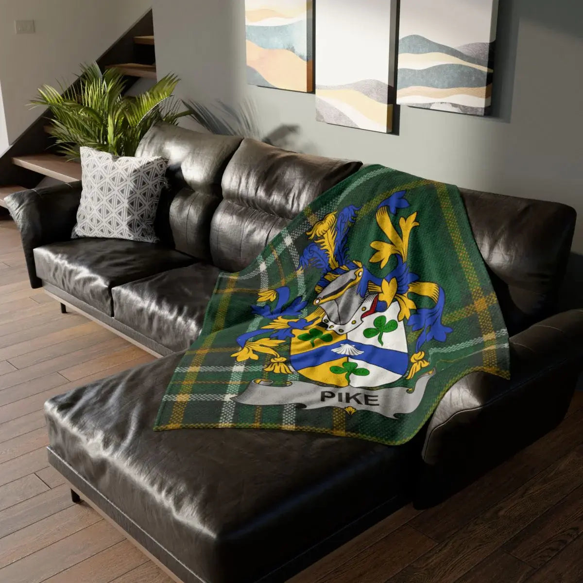 Pike Family Crest Plaid Blanket for Cozy Home Decor