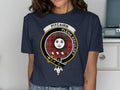 Pitcairn clan crest tee in black — Plena Refulget emblem, unisex fit, short sleeve