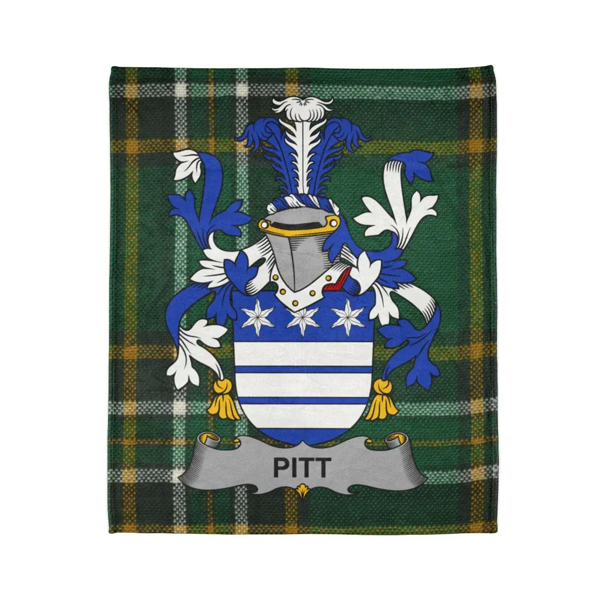 Pitt Family Crest Coat of Arms Tartan Blanket