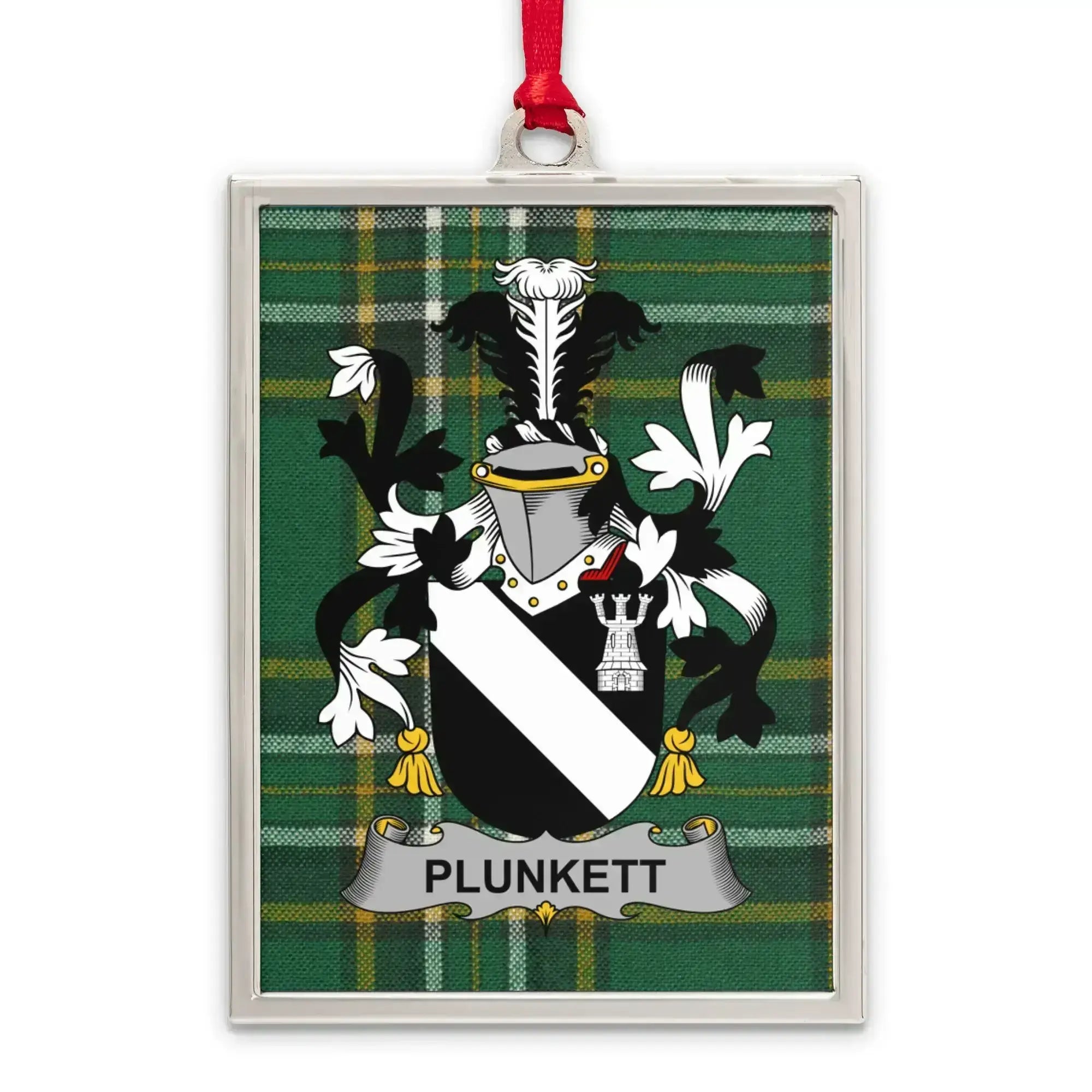 Family Heritage Crest Green Plaid Background Ornament product type