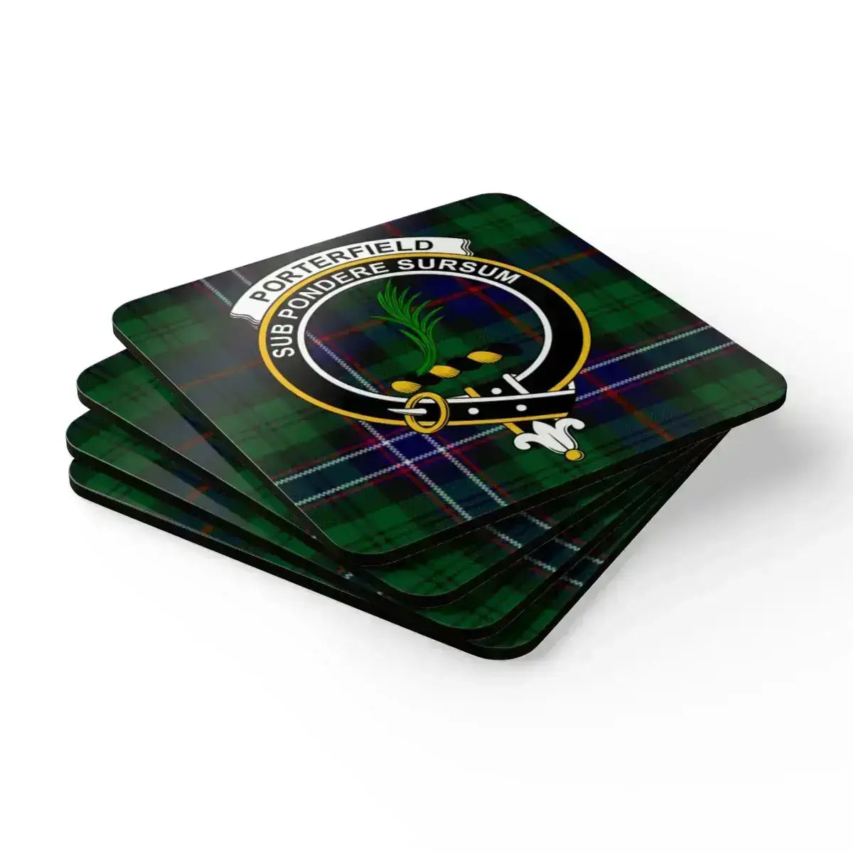 Porterfield Tartan with Family Crest Coasters product
