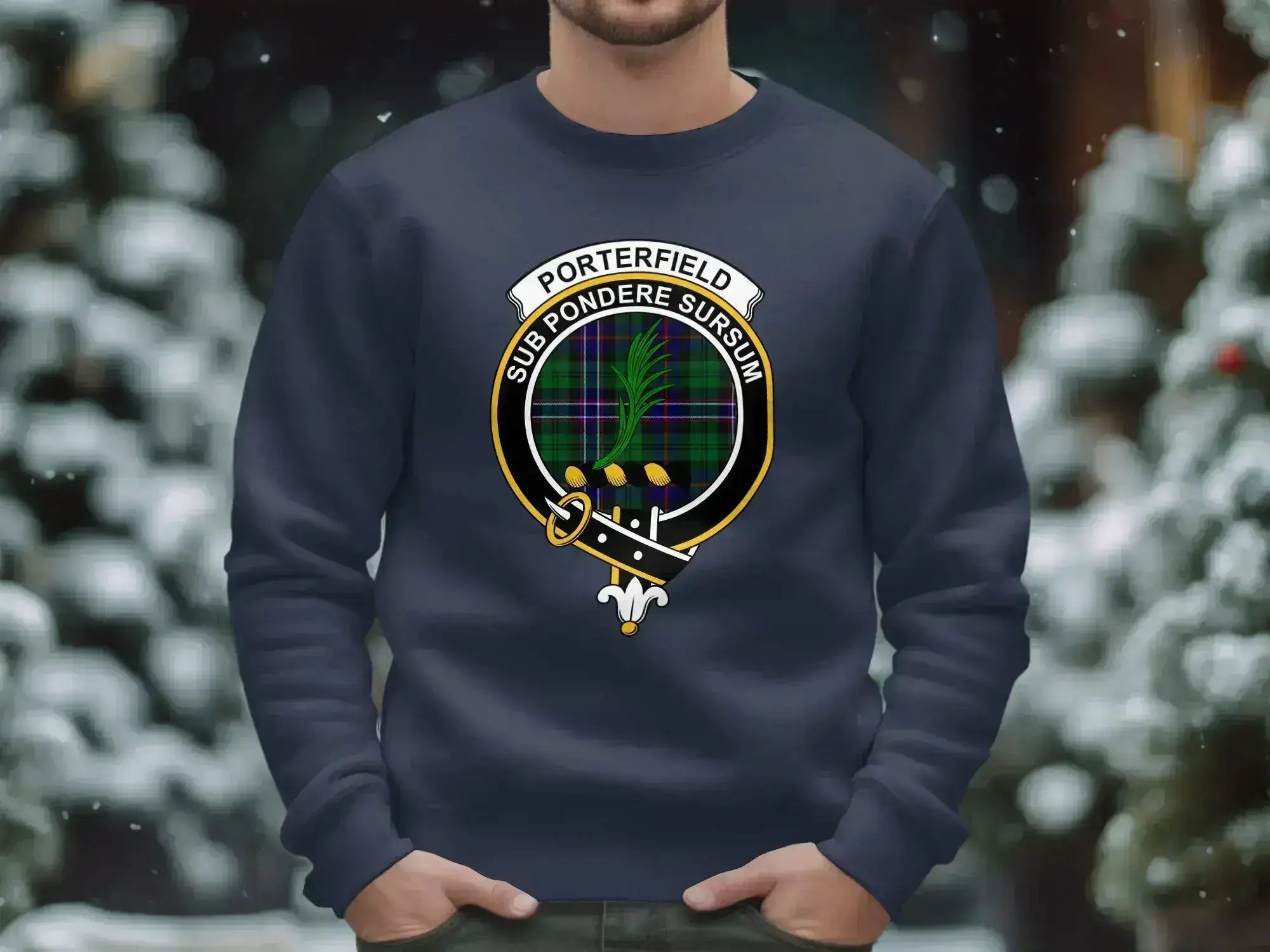 Porterfield Family Crest Design on Sweater