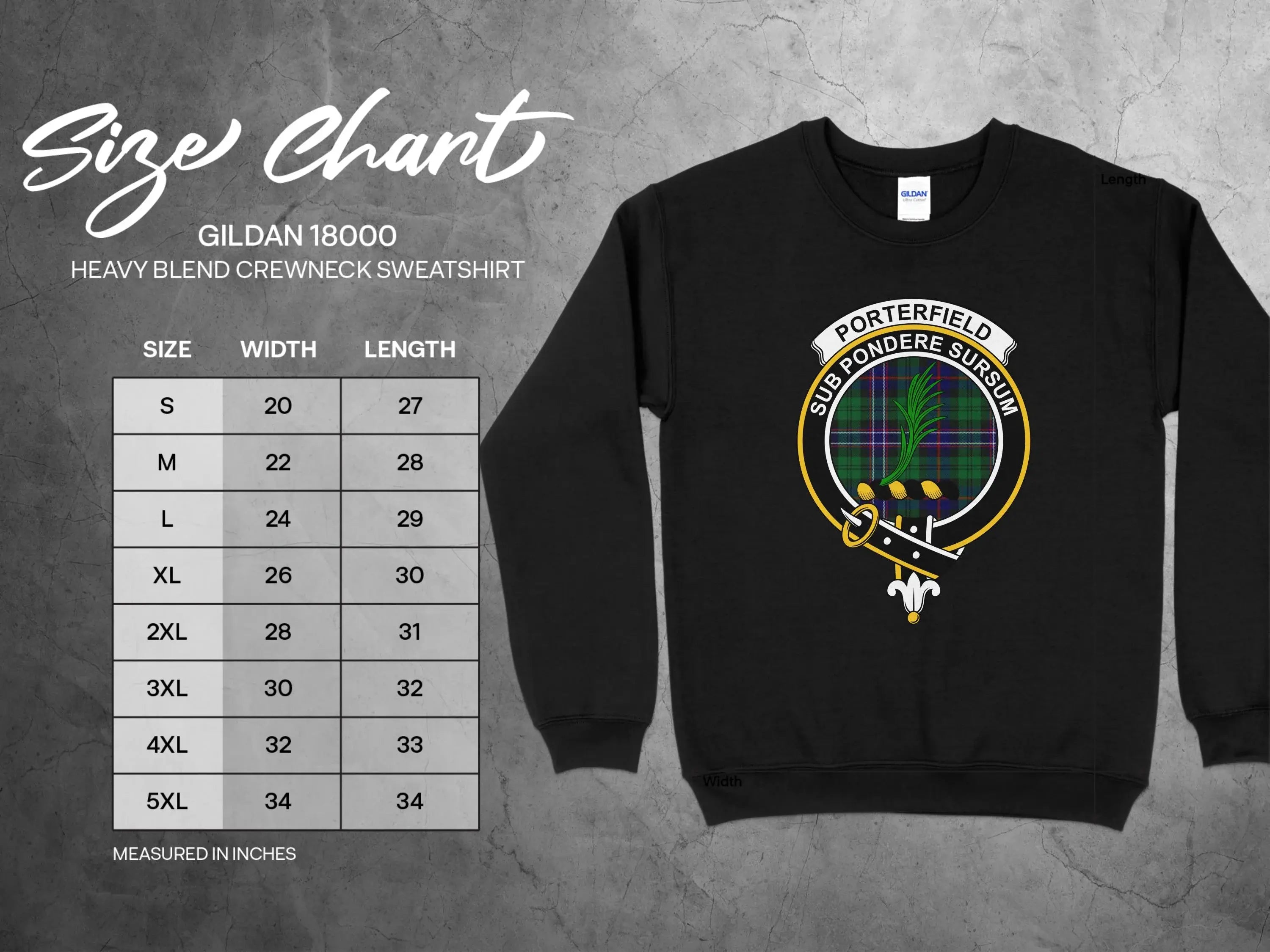 PORTERFIELD Clan Crest Heavy Blend Crewneck Sweatshirt