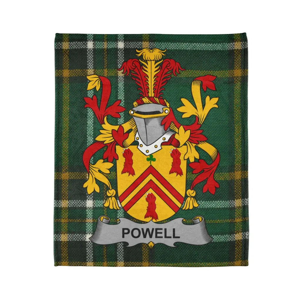 Powell Family Crest Green Tartan Blanket