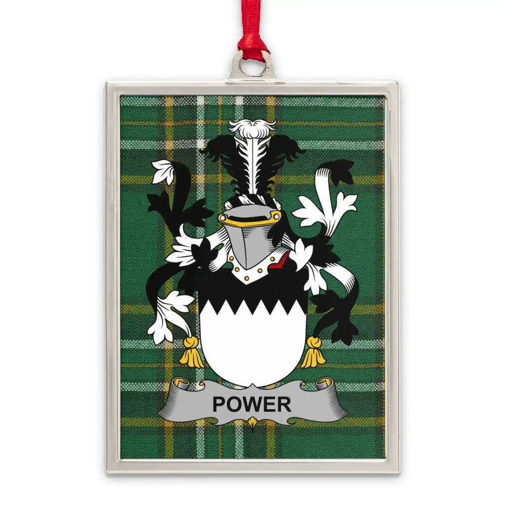Personalized Power Family Crest Plaid Ornament product