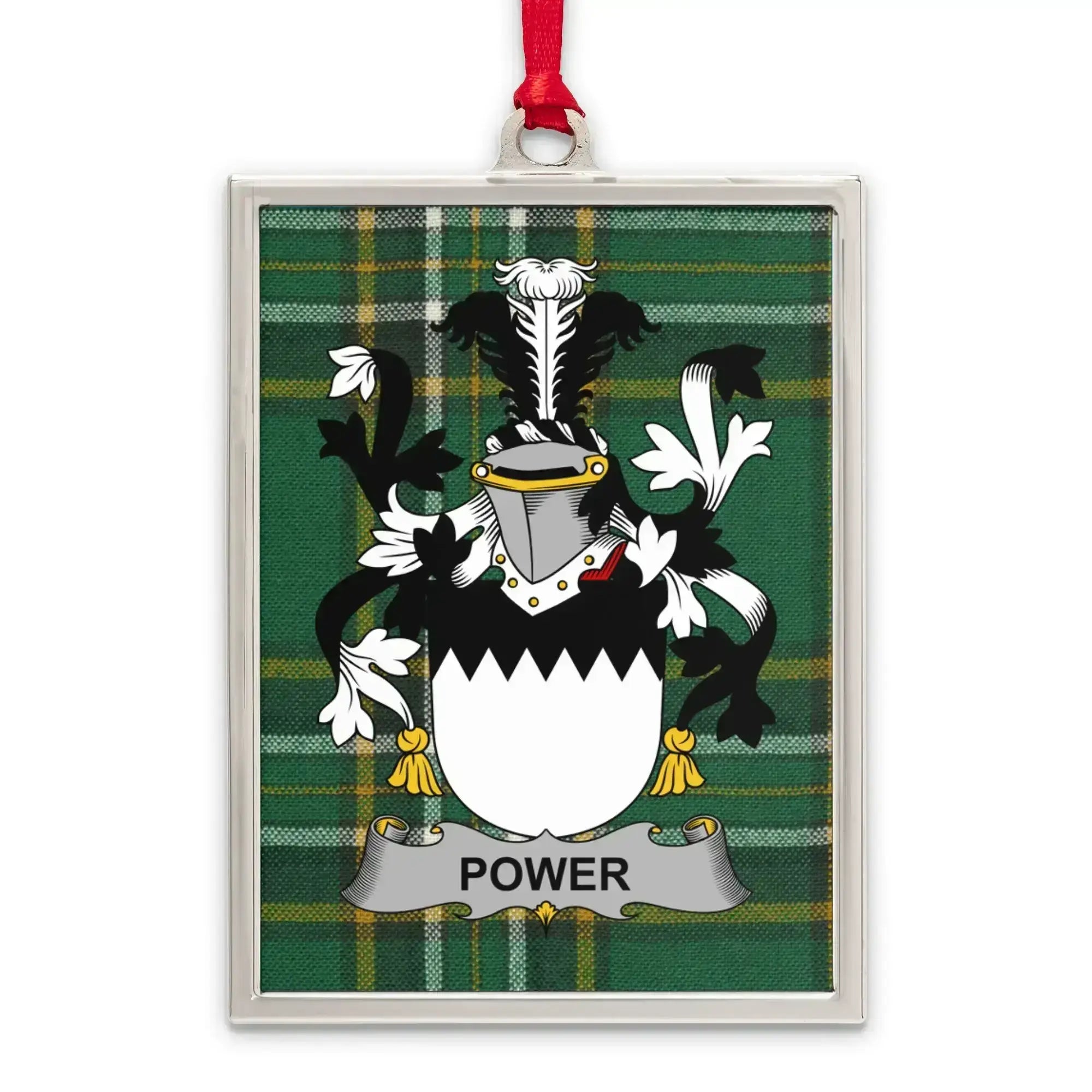 Personalized Power Family Crest Plaid Ornament product