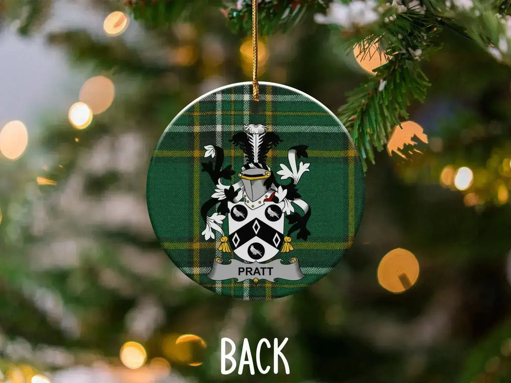 Personalized Family Crest Plaid Christmas Ornament