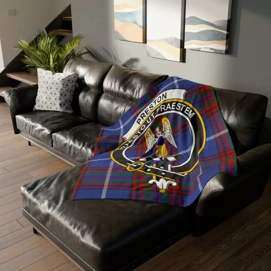 Cozy Unique Tartan Blanket with Crest Design
