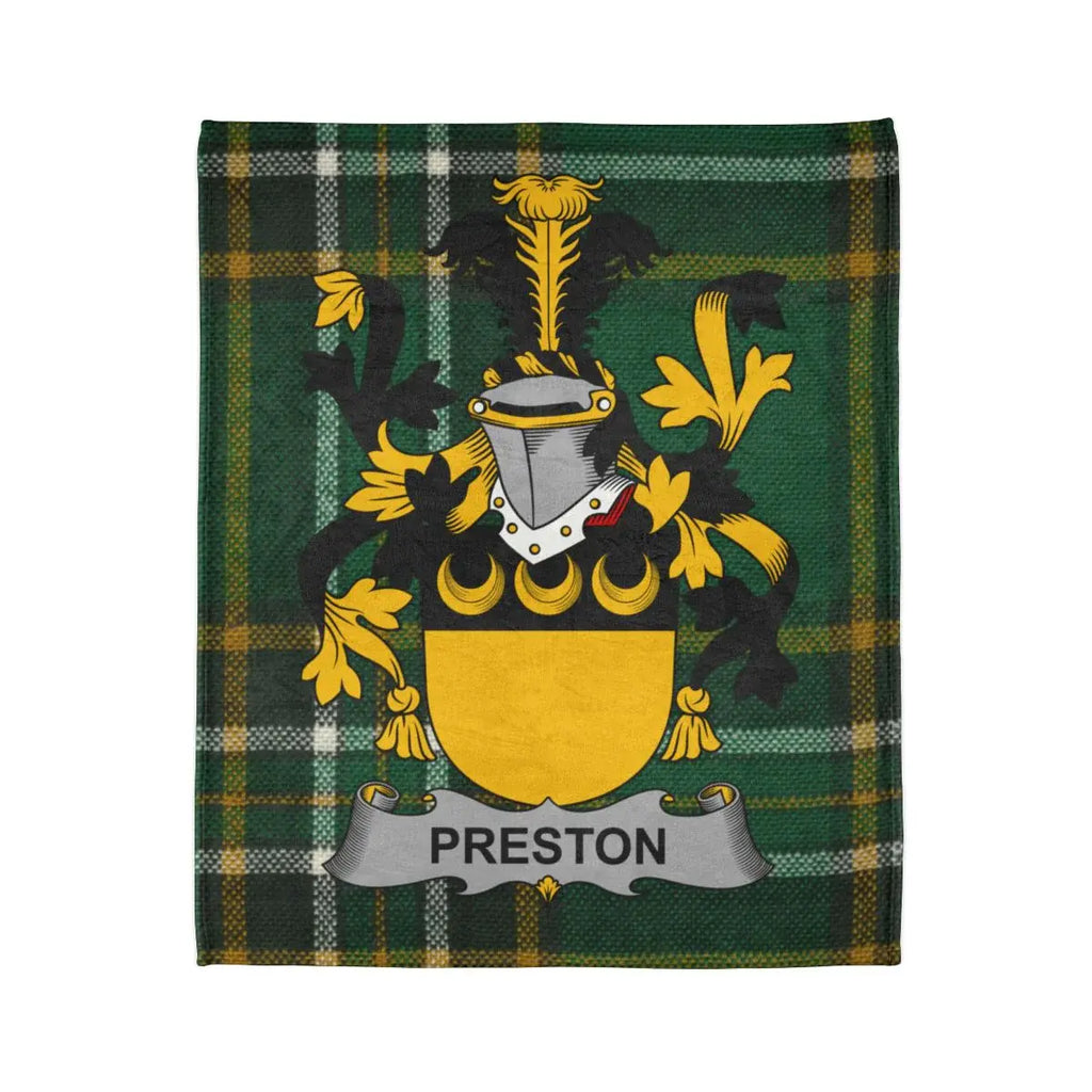 Green Tartan with Preston Family Crest Blanket