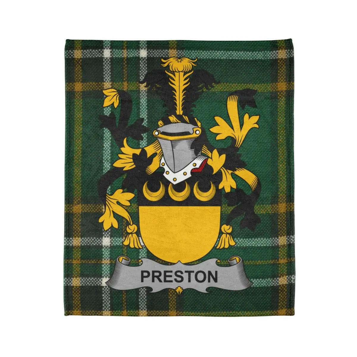 Green Tartan with Preston Family Crest Blanket
