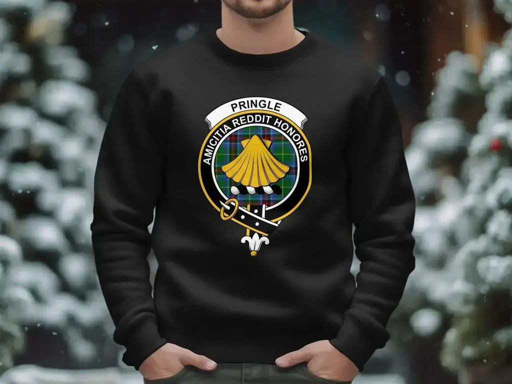 Pringle Amicitia Reddit Honores shield emblem sweatshirt in navy — ribbed cuffs, S-3XL