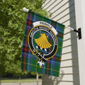 Clan Pringle tartan garden flag — 12" x 18" poly canvas with Amicitia Reddit Honores crest