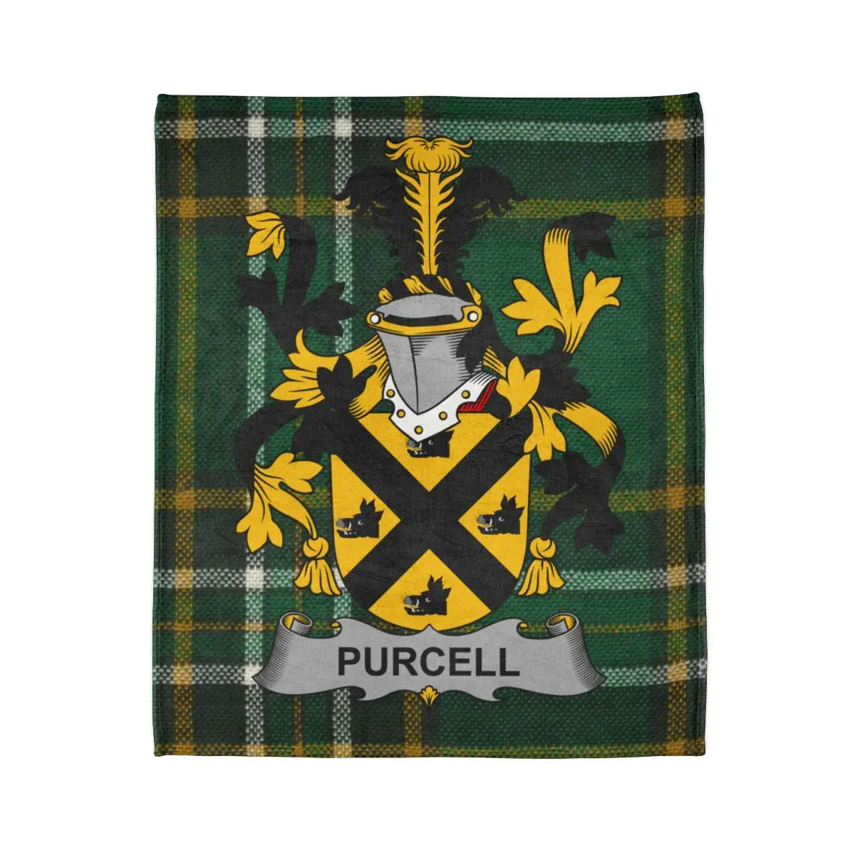 Purcell Family Crest Tartan Plaid Blanket Product