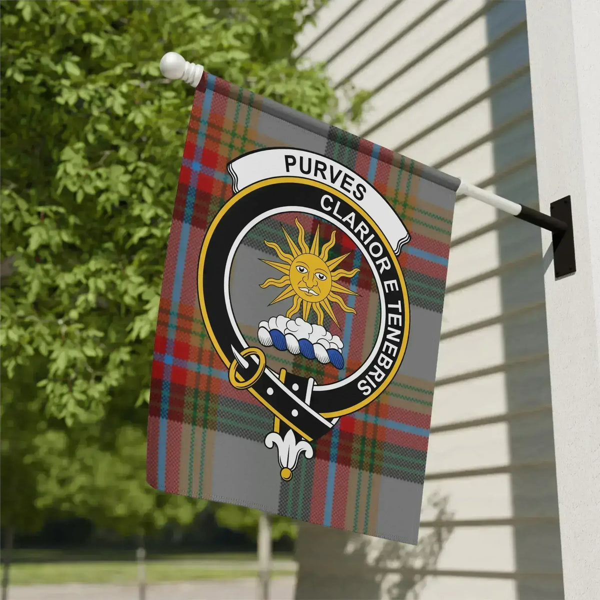 Purves Family Crest Plaid Design House Flag