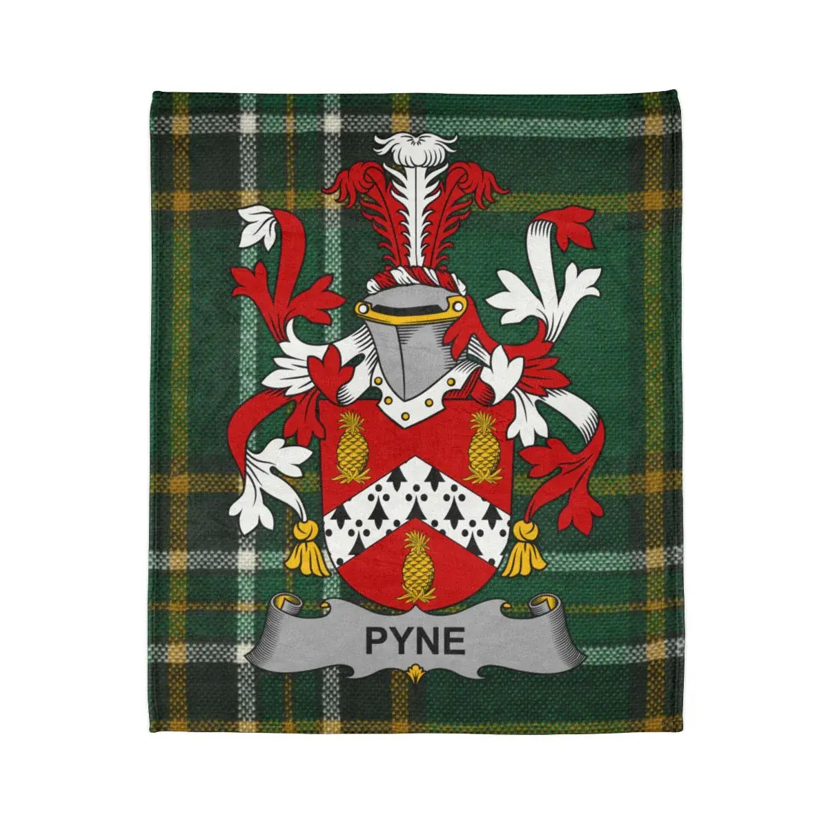 Pyne Tartan Plaid with Family Crest Blanket