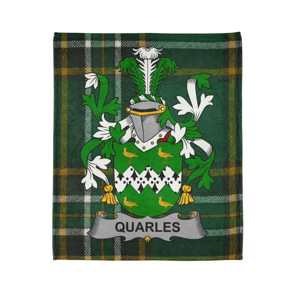Quarles Family Crest Tartan Blanket Custom Gift Item
