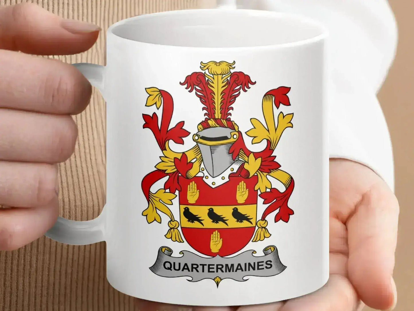 Quartermaines Family Crest Emblem Design mug - Celtic Ancestry Gifts