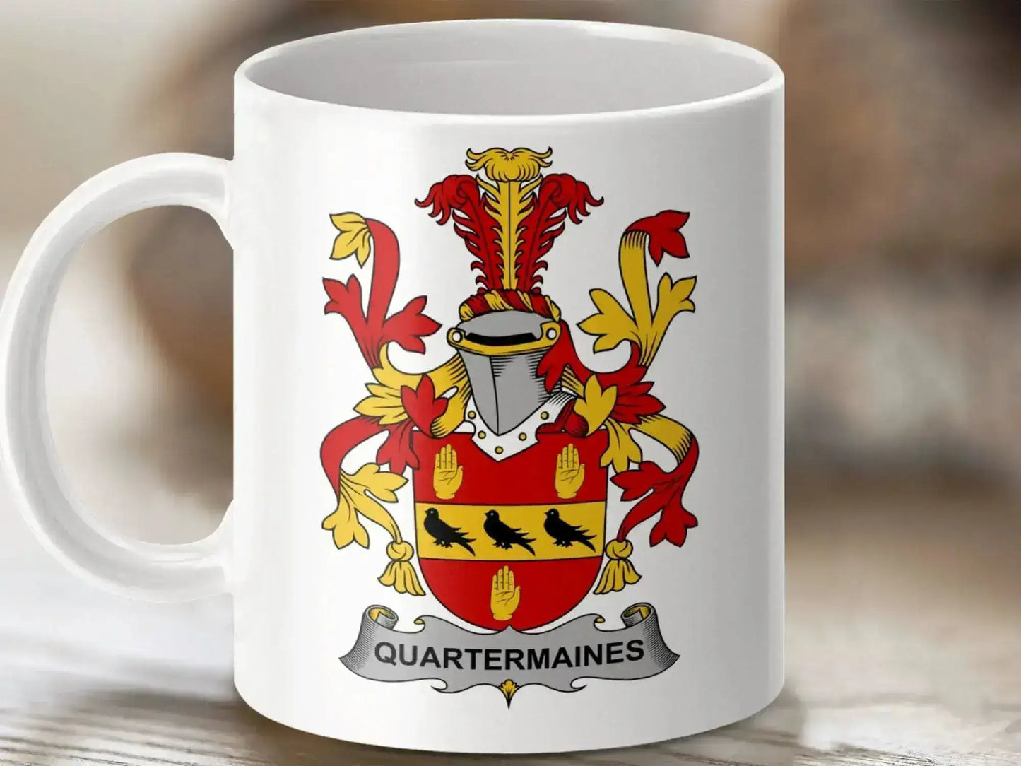 Quartermaines Family Crest Emblem Design mug - Celtic Ancestry Gifts