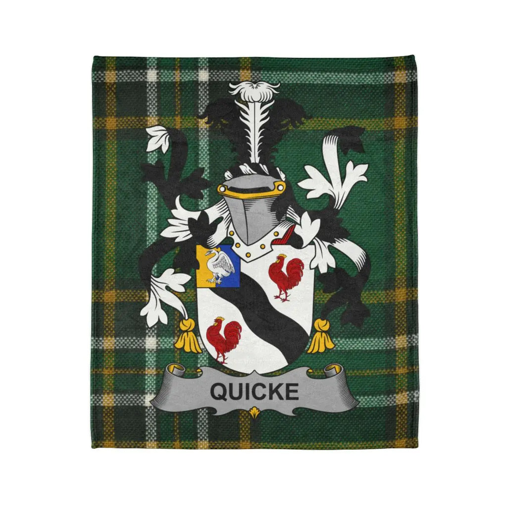 Quicke Family Crest Tartan Plaid Blanket