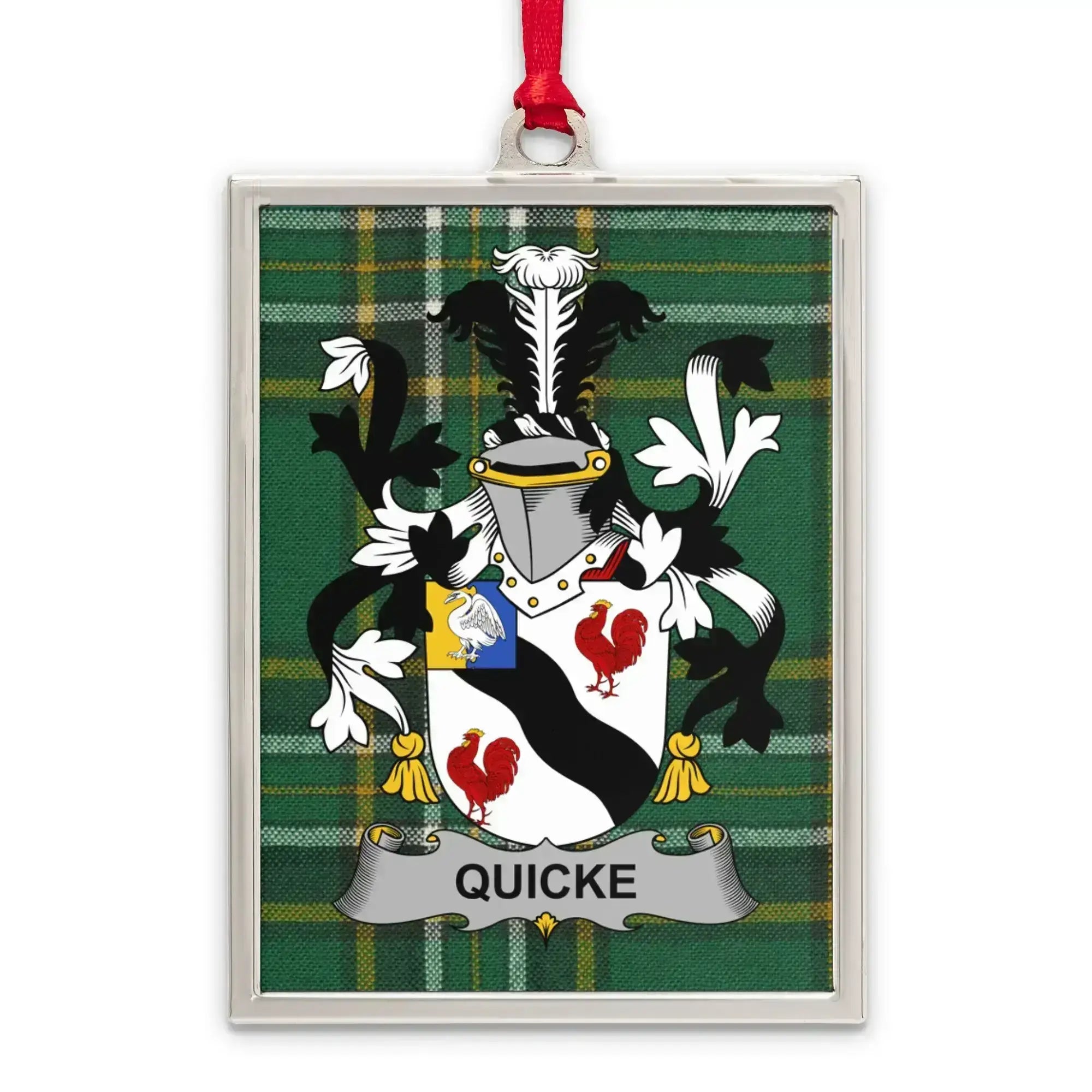 Quicke Family Crest Plaid Xmas Ornament product