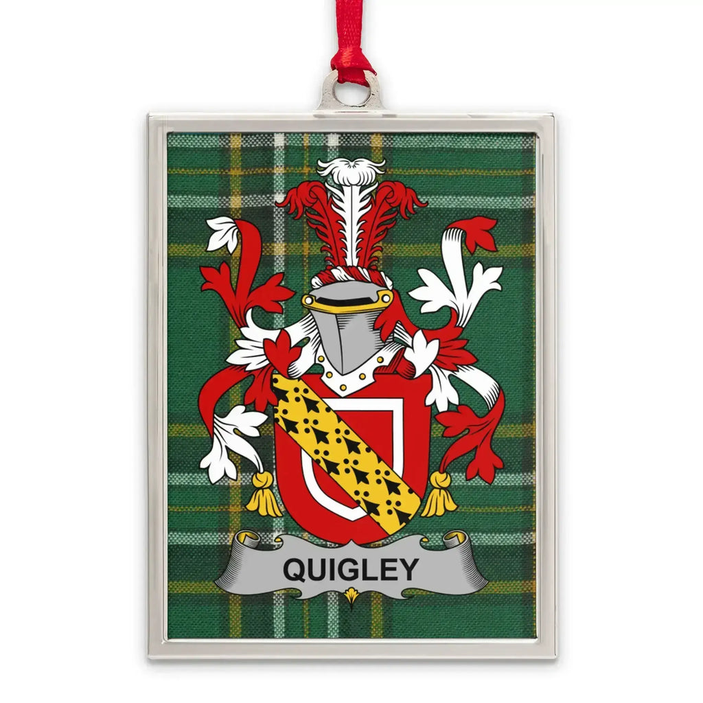 Quigley Coat of Arms Plaid Background Ornament product