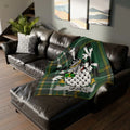 Personalized Quill Family Crest Green Tartan Blanket