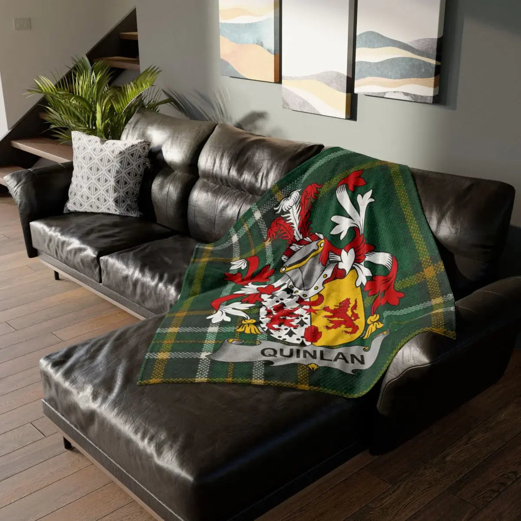 Quinlan Family Crest Tartan Blanket Home Decor