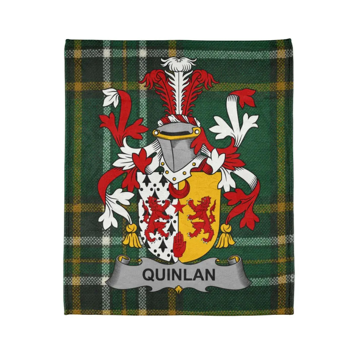 Quinlan Family Crest Tartan Background Blanket