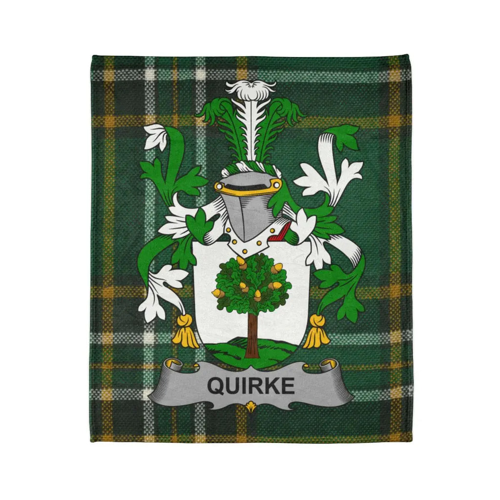 Quirke Coat of Arms Crest Emblazoned Plaid Blanket