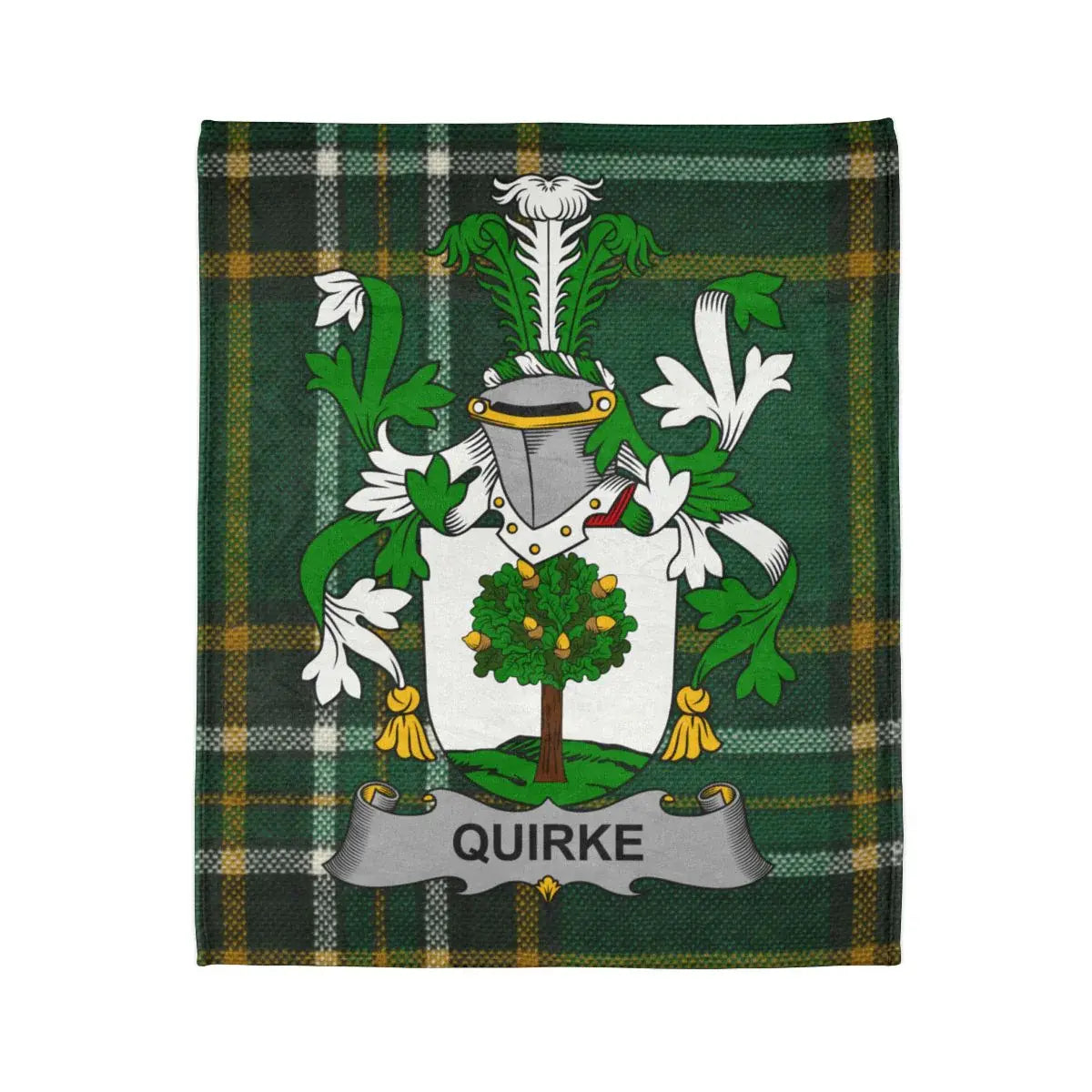 Quirke Coat of Arms Crest Emblazoned Plaid Blanket
