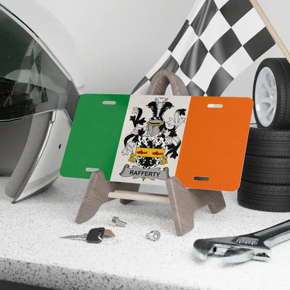 Rafferty Family Crest Irish Flag License Plate product