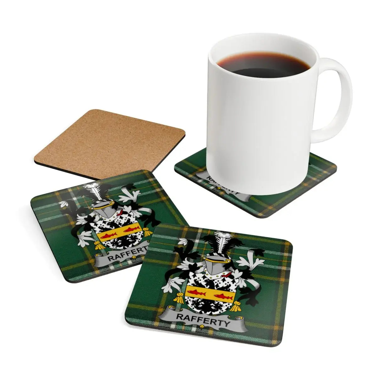 Rafferty Tartan Coasters with Family Crest product type
