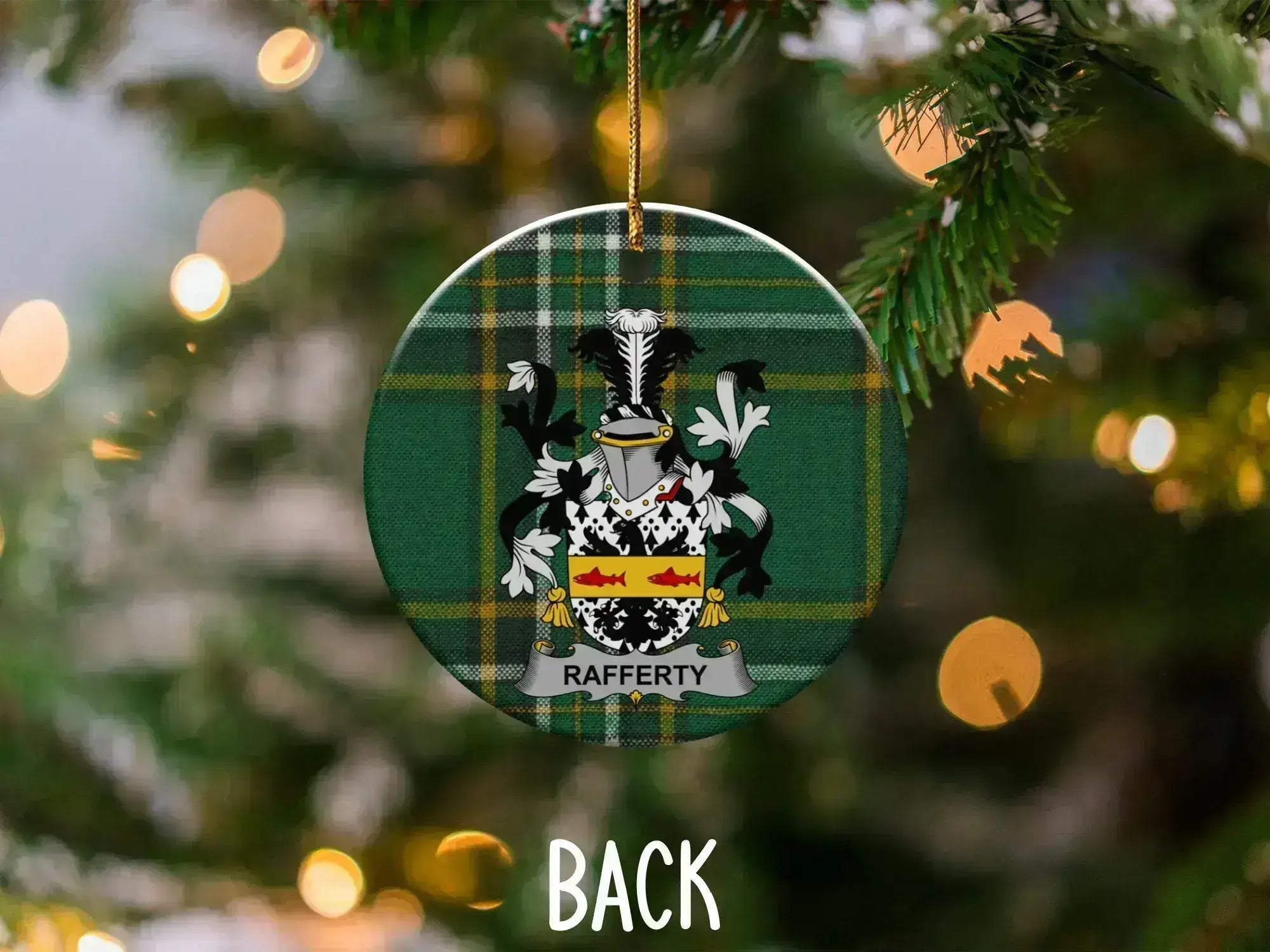 Personalized Rafferty Family Crest Christmas Ornament product type