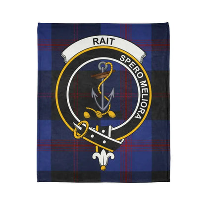 Crest With Motto Anchor Blue Tartan Blanket
