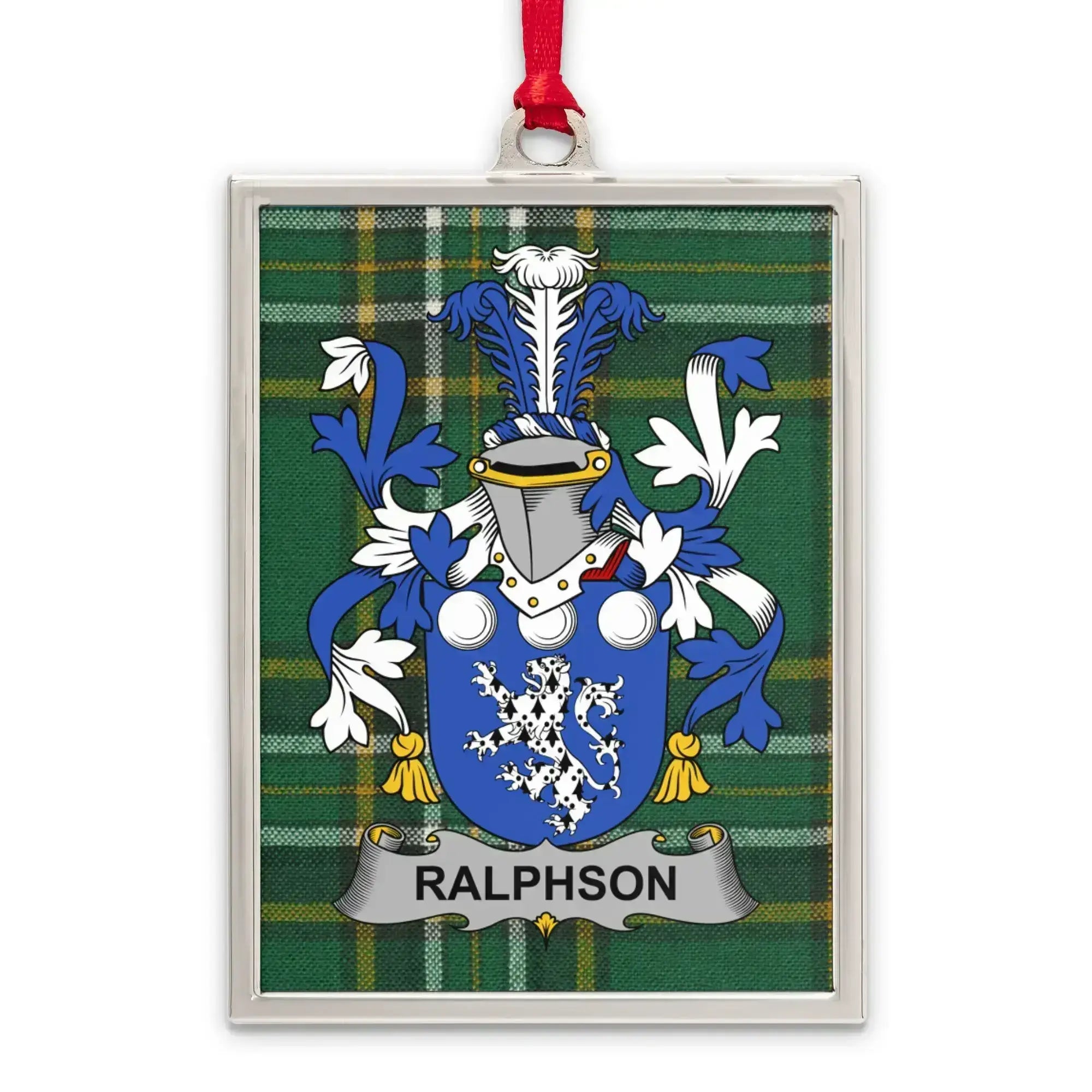 Ralphson Family Crest Green Tartan Plaque product type