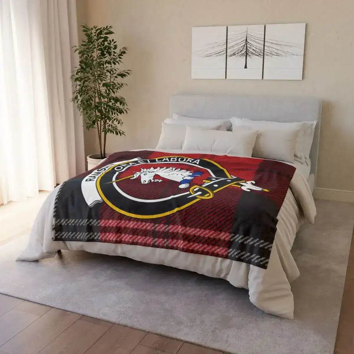 Cozy Scottish Clan Crest Blanket Bedding for Bedroom Decor