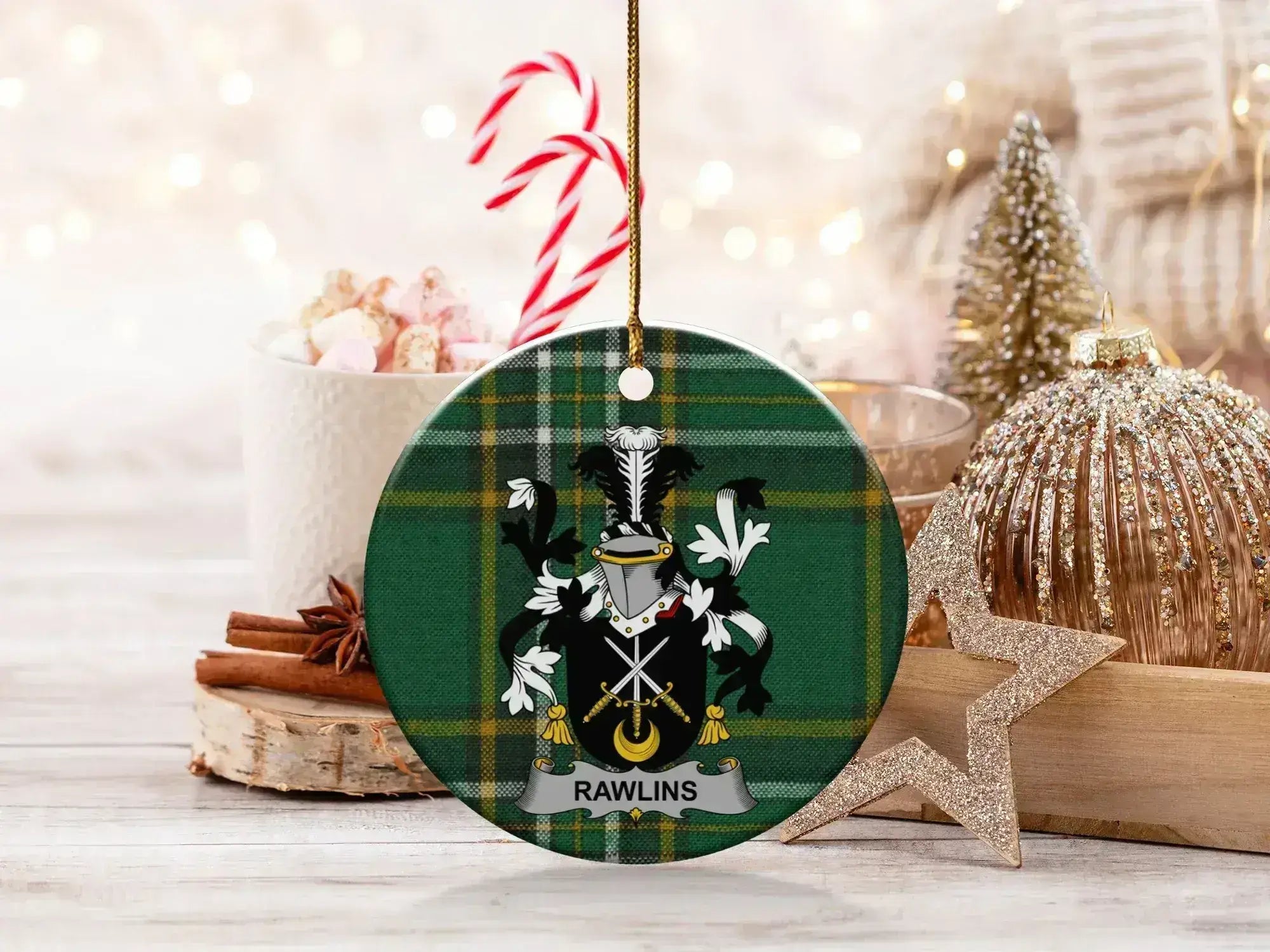 Custom Family Crest Christmas Ornament Festive