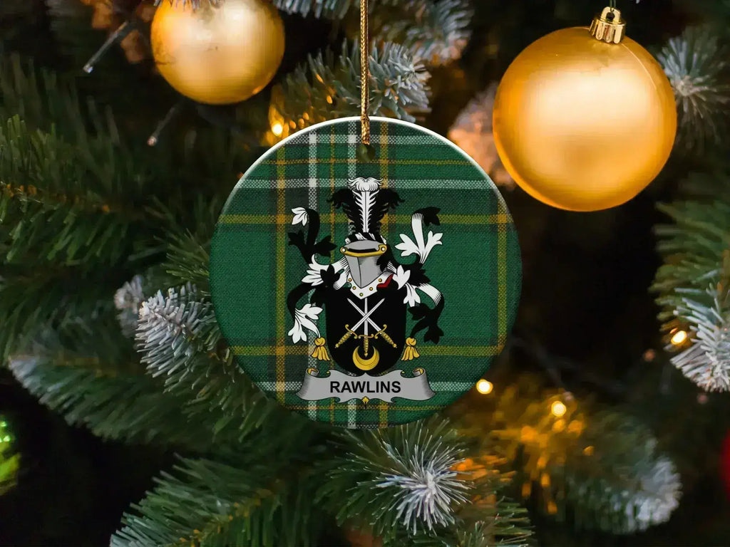 Rawlins Family Crest Christmas Tree Ornament