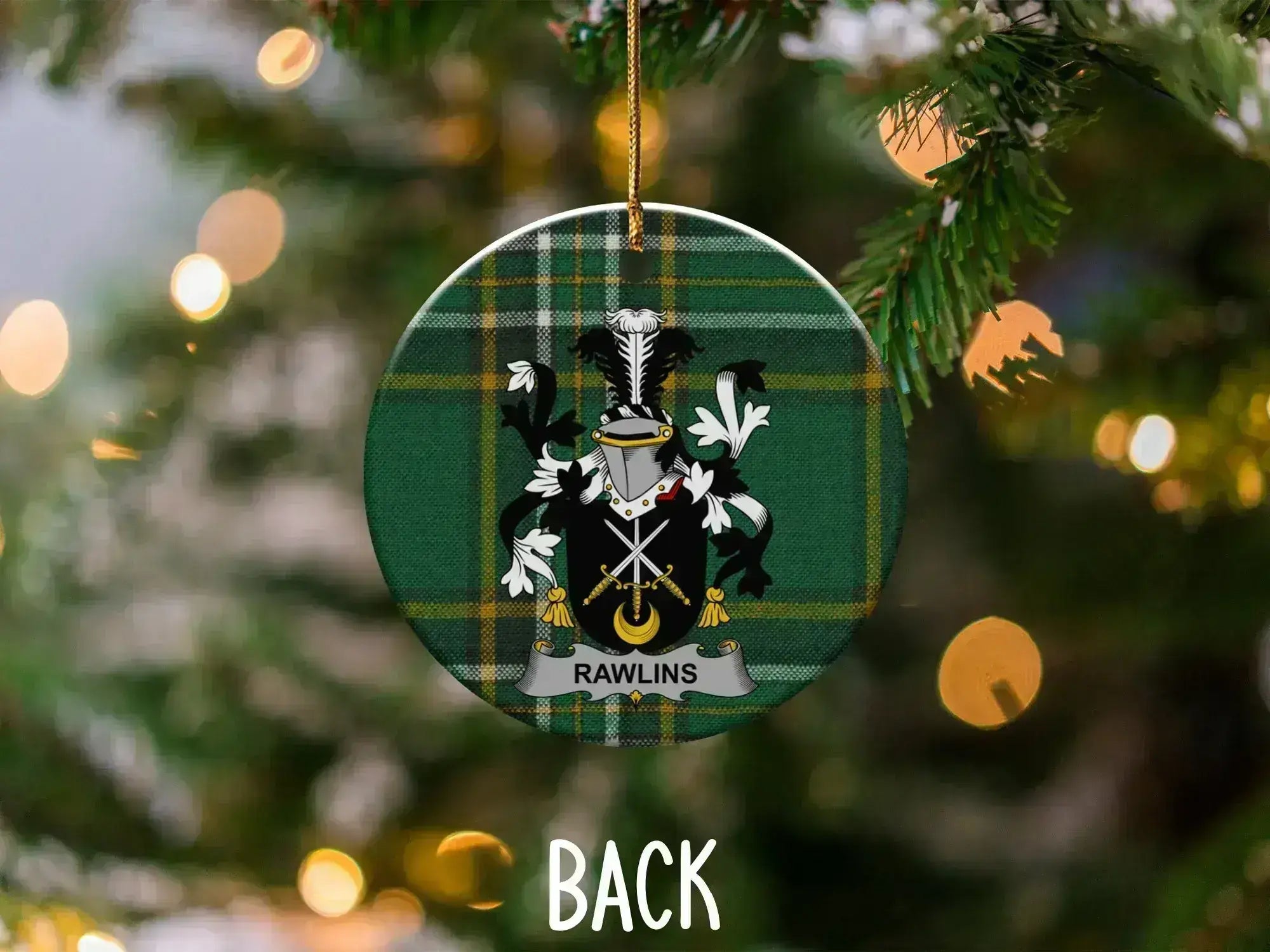 Rawlins Family Crest Holiday Tree Ornament