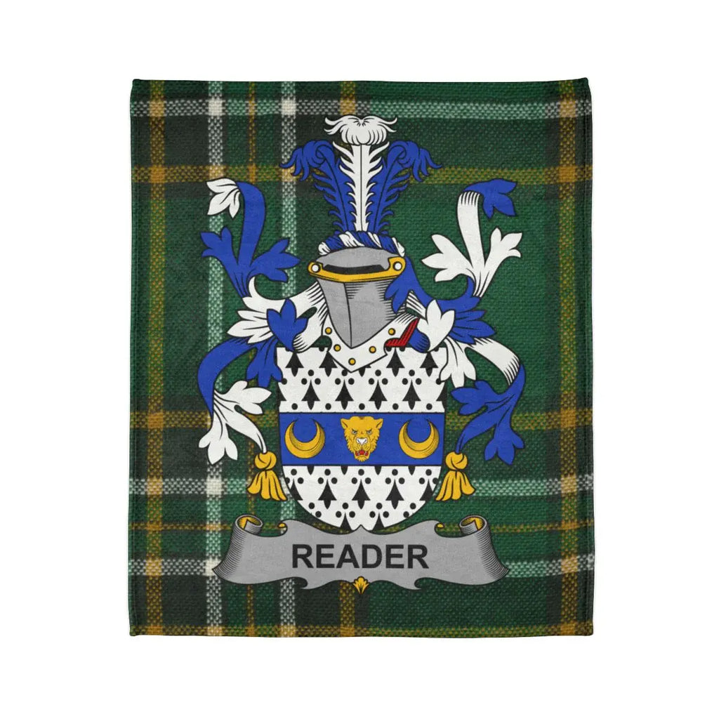 Reader Coat of Arms with Blue and Yellow Plaid Blanket