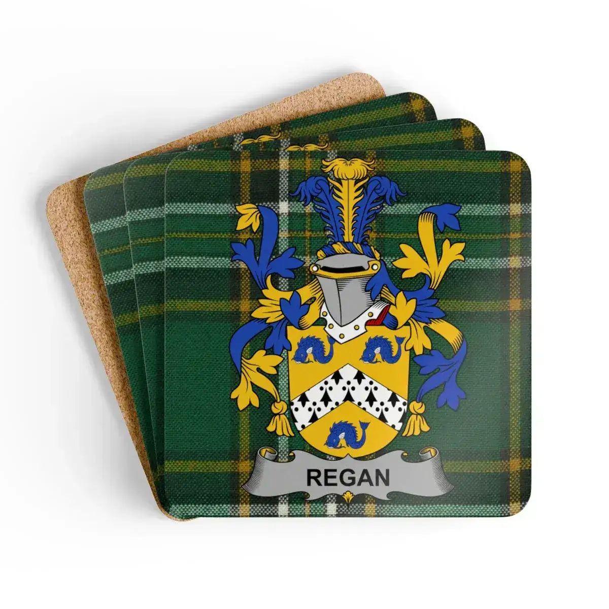 Personalized Family Crest Plaid Pattern Coasters product type