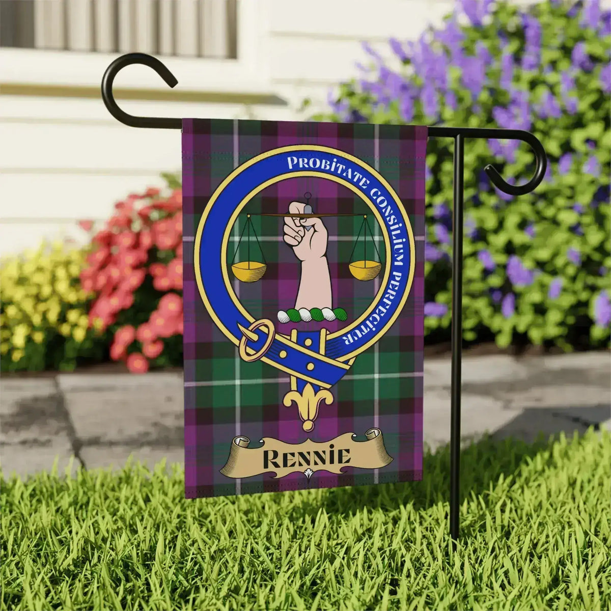 Custom Garden Flag with Rennie Clan Crest