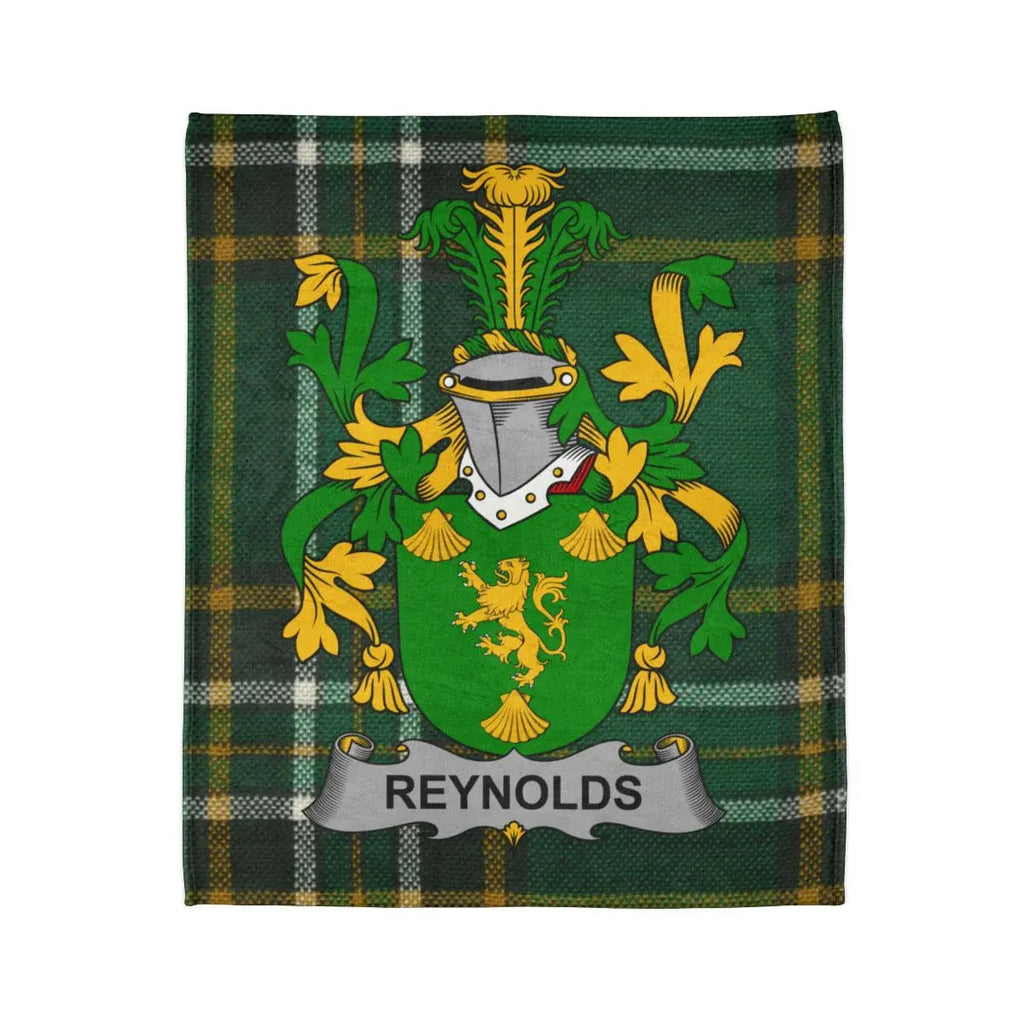 Reynolds Family Crest Green Tartan Blanket
